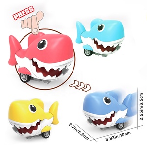 Petite voiture à inertie en plastique éducative en forme de requin de dessin animé, jouet à presser et à faire rouler, pour cadeau d'enfant - Product Image 1