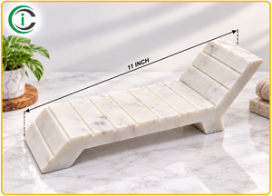 Escultura de Chaise Longue de Mármol Marrón CCI de 11 Pulgadas, Pieza Decorativa Tallada en Piedra con Acabado Elegante para Hogar, Oficina, Hotel, Mesa - Product Image 2