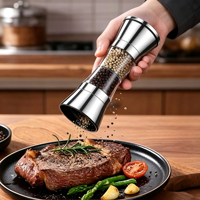 Moulin à poivre et sel de mer double tête en acier inoxydable 2-en-1, bouteille manuelle à épices pour usage domestique