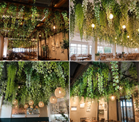 Plantes artificielles vertes : Fougères, Lianes suspendues d'intérieur, Glycines, Gazon synthétique, Panneaux muraux en plastique, Décoration de plafond et de bar