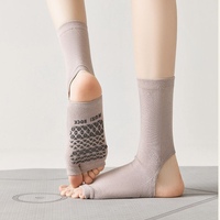Chaussettes de yoga antidérapantes personnalisables à deux doigts, à bout ouvert, à talon ouvert, en maille, pour Pilates, pour jeunes