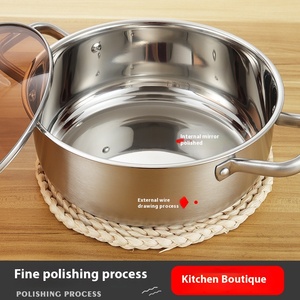 Thép Không Gỉ Hiện Đại Hoàn Chỉnh Đồ Nấu Nướng Đặt Hộ Gia Đình Ba-Mảnh Đồ Nấu Nướng Phẳng Pan Súp Nồi Nồi Sữa Với Quà Tặng Tùy Chọn - Product Image 4