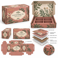 Boîte d'expédition en carton ondulé personnalisée pour thé aux herbes, avec impression florale, pour l'emballage du thé