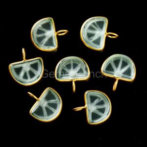 Dijes de Fruta de Naranja Tallados en Cuarzo Cristal, Joyería de Cristal Curativa, Colgante de Piedra Preciosa de Cuarzo Vermeil Dorado de un Mayorista Indio - Product Image 2