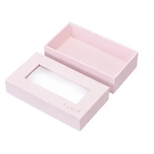 Custom Small Lid And Base Paper Boxes Hard Gift Package 2 Pieces Rigid Paper Box With Window