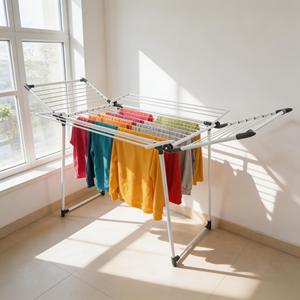 Tendedero <span class=keywords><strong>de</strong></span> <span class=keywords><strong>Ropa</strong></span> Metálico Plegable <span class=keywords><strong>de</strong></span> Alta Resistencia, <span class=keywords><strong>de</strong></span> un Solo Nivel, Tipo Ala <span class=keywords><strong>de</strong></span> Gaviota, con Patas Antideslizantes - Product Image 1