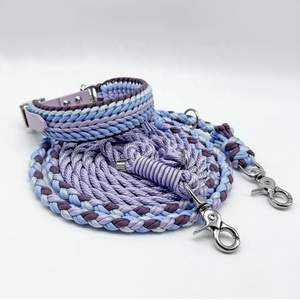 Nuevo logotipo personalizado duradero Paracord macramé hecho a mano trenzado entrenamiento Nylon cuerda Collar y <span class=keywords><strong>plomo</strong></span> Collier Pour Chien Corde Pit Bull - Product Image 3