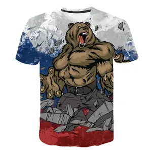 Fitspi yaz rus bayrağı T Shirt erkek rusya T-shirt spor ayı T Shirt 3d Anime tişörtleri seksi erkek gömlek Tops erkek giyim