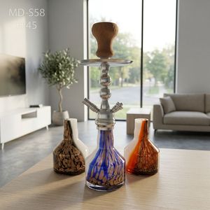 ชุดบารากุโลหะพร้อมฐานไม้ ชุบโครเมียม สายสองเส้น ฐานแก้ว อุปกรณ์สูบบุหรี่ - Product Image 3