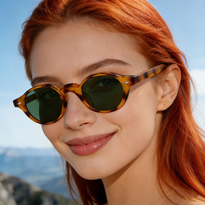 Nuevas gafas de sol redondas con montura pequeña para mujer, lentes de PC con protección UV400, gafas de sol de moda, venta al por mayor transfronteriza - Product Image 2