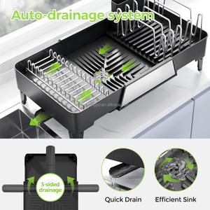 Égouttoir à vaisselle pliable en acier inoxydable WIREKING, support pour casseroles et planches à découper, organisateur de cuisine, égouttoir à vaisselle sur évier - Product Image 5