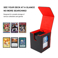 Boîte de rangement pour cartes TCG Commander 2024 avec fenêtre, en cuir PU, 2 séparateurs, 1 Toploader, capacité de 100 cartes à double pochette