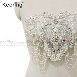 Robe de mariée faite à la main coudre sur bling <span class=keywords><strong>perle</strong></span> broderie corsage embelli patchs Appliques - Product Image 3