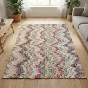 Alfombra Vintage de Diseño Geométrico, Alfombra Suave de Color Rosa Pastel, Morado y Verde, Rectangular, para Sala de Estar o Dormitorio - Product Image 3
