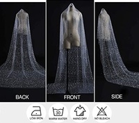 Voile de mariée élégant de 3,5 m, voile de cérémonie long pour fille, voile de mariée scintillant et exquis en tulle doux avec des points argentés pour voiles de mariée