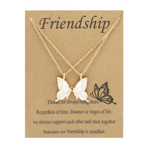 Uniq 2 Pcs/set Friendship Necklace 2 Best Friend Bff Necklace Gifts For Girls Women Butterfly Necklace