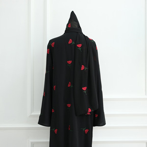 Abaya Elegante Abierta para <span class=keywords><strong>Mujer</strong></span> 2025, Bordado a Mano, Estilo Casual de Manga Larga, Traje Islámico Árabe, Estilo Modesto para Primavera, Pañuelo Musulmán - Product Image 4