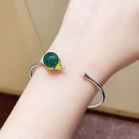 Bracelet ouvert en argent massif 925 certifié, ambre bleu naturel du Mexique, bijoux en pierres précieuses organiques, vente au détail/vente en gros d'usine depuis 16 ans