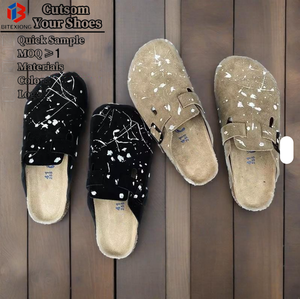 Sandales en daim pour hommes, mules sabots avec boucle réglable, semelle en liège pour un confort tout au long de la journée, usage décontracté, personnalisation OEM ODM - Product Image 1