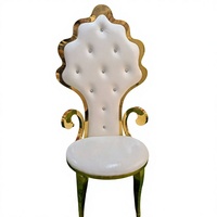 Fauteuil de salle à manger de style européen en acier inoxydable avec accoudoirs en cuir et design inversé pour mobilier domestique