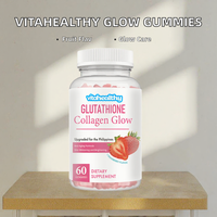 Complément alimentaire Vitahealthy Glutathione Whitening Collagen Glow Gummies, marque privée, naturel, halal, saveur fruitée, 60 unités, pour les cheveux