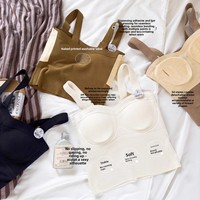 Soutien-gorge femme automne-hiver chaud mi-long en soie et cachemire antibactérien brodé à larges bretelles avec armatures