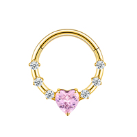 Anneau de nez en titane 16G avec fleur en zircon CZ, piercing de septum, boucle d'oreille Daith Conch, segment articulé Helix Click Hoop