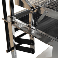 Barbecue portable en acier avec hauteur réglable, gril à charbon manuel avec panier rotatif, facile à retourner, pour usage domestique