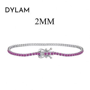 Dylam Luxurious Women Fine Jewelry S925 <b>Silver</b> Rhodium Plated 2mm Iced Out Diamond 5A Zirconia Tennis <b>Bracelet</b> <b>Bangle</b> - Product Image 6