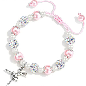 Adjustable Pearl <b>Bead</b> <b>Bracelet</b> With Dancing Girl Pendant Handmade Woven Jewelry For Gift - Product Image 4