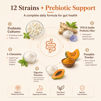 Poudre de Probiotiques et Prébiotiques Premium pour Chiens et Chats, 5 Milliards d'UFC, 12 Souches, Complément Alimentaire pour le Soutien Digestif, 72g