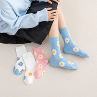 Chaussettes pour femmes de haute qualité, motif floral mignon, chaussettes mi-tube décontractées, chaussettes habillées pour enfants, chaussettes de sport pour filles, logo personnalisé