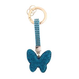 Fashion Full Rhinestone Leather Butterfly Keychain <b>Car</b> Keychain Crystal Butterfly Shape Bag Pendants Keyrings - Product Image 6