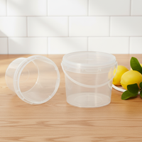 Pot en plastique transparent 1L 2L, récipient alimentaire avec couvercle hermétique pour le stockage du miel et des bonbons, seau en plastique transparent