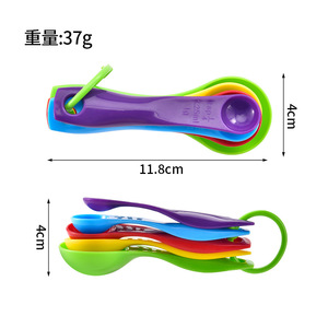 Five Piece Plastic Measuring Spoons Set Colorful Kitchen Cooking Tools With Markings Food Grade PP Material - Product Image 2
