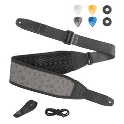 Sangle de guitare rembourrée de qualité supérieure avec coussin en mousse haute densité 3D, tissage jacquard en polyester durable, réglable et antidérapante pour une utilisation durable - Product Image 3
