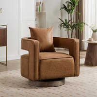 Fauteuil pivotant moderne OEM en cuir PU avec dossier inclinable réglable et base patinée en bois