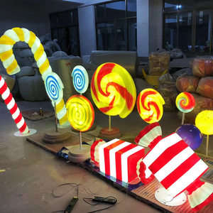Personalizar al aire libre gran fibra de vidrio iluminado bastón de caramelo donut <span class=keywords><strong>macaroon</strong></span> accesorios Gigantes/adornos de dulces de Navidad para la decoración del centro comercial - Product Image 3