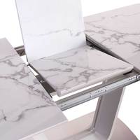 Table à manger extensible de qualité supérieure avec plateau en céramique et base en métal en forme de U