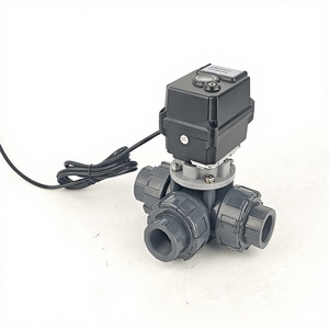 Vanne à boisseau sphérique en PVC/UPVC DN50 50mm A150 CR202, électromagnétique 24V motorisée, port en T 3:1, contrôle de basse pression et de température - Product Image 3