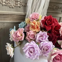 Rose artificielle à 3 têtes KW-F179, en soie, à fleurs bouclées, pour la décoration florale de mariage