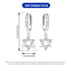 Los pendientes de estrella de seis puntas de latón blanco son una opción ideal para accesorios de niñas, como regalo de aniversario o de cumpleaños. - Product Image 2