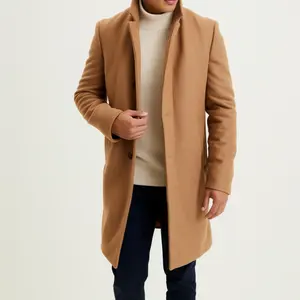Manufacturer Supplier Fashion Casual Men'S Business Single Breasted Wool Coat Long