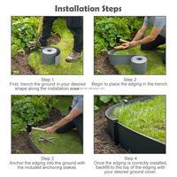 Bordure de paysage supérieure droite à effet bois Dig-in Flexible Bender Bordure de pelouse de jardin en plastique avec piquets d'ancrage