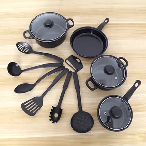 Nhà bếp đồ nấu nướng 13 cái không dính Bộ hộp quà Tặng bán hàng kim loại không dính chậu Cookware Set nấu ăn