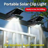 Lampe solaire à clipser, étanche IP65, lumière LED murale avec détecteur de mouvement, batterie au lithium rechargeable pour une utilisation en extérieur, dans le jardin et en camping