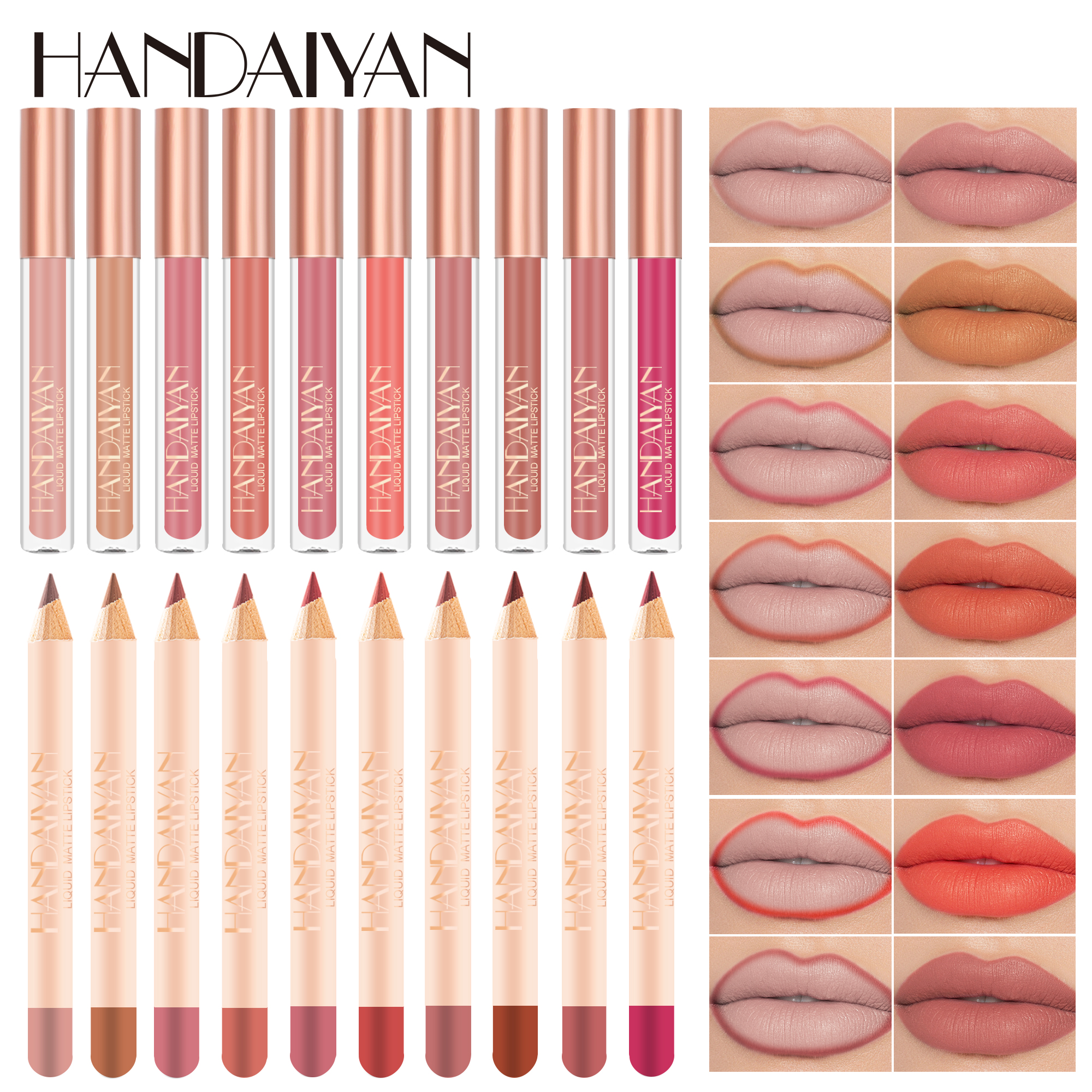 Handaiyan Lip Make Up Matte Liquid Lipstick and Lip Liner Kit