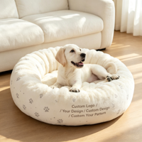 Cama Redonda de Lujo para Mascotas con Logotipo Personalizado en Terciopelo, para Uso Diario