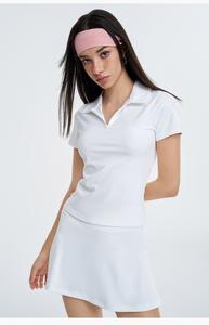 ชุด2ชิ้นเสื้อโปโลและกระโปรงแขนสั้นสำหรับผู้หญิงชุดเล่นฟิตเนสเล่นโยคะกลางแจ้งน้ำหนักเบางานตามสั่ง - Product Image 5