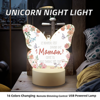 Veilleuse Licorne pour Enfants, 16 Couleurs Changeantes avec Interrupteur, Piles AAA, LED, Matériau ABS, Lampe de Chevet à Illusion Optique